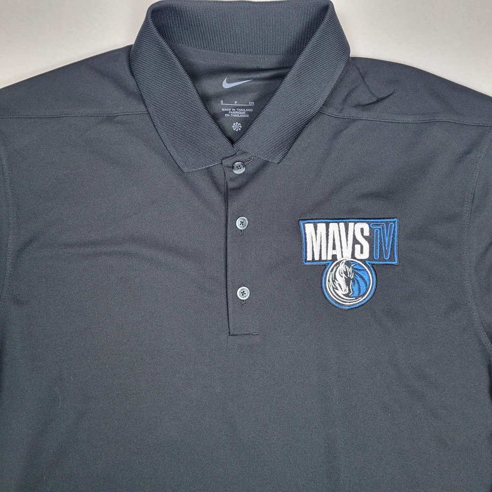Nike Dallas Mavericks MAVSTV Logo Black‎ Short Sleeve Polo Size SM